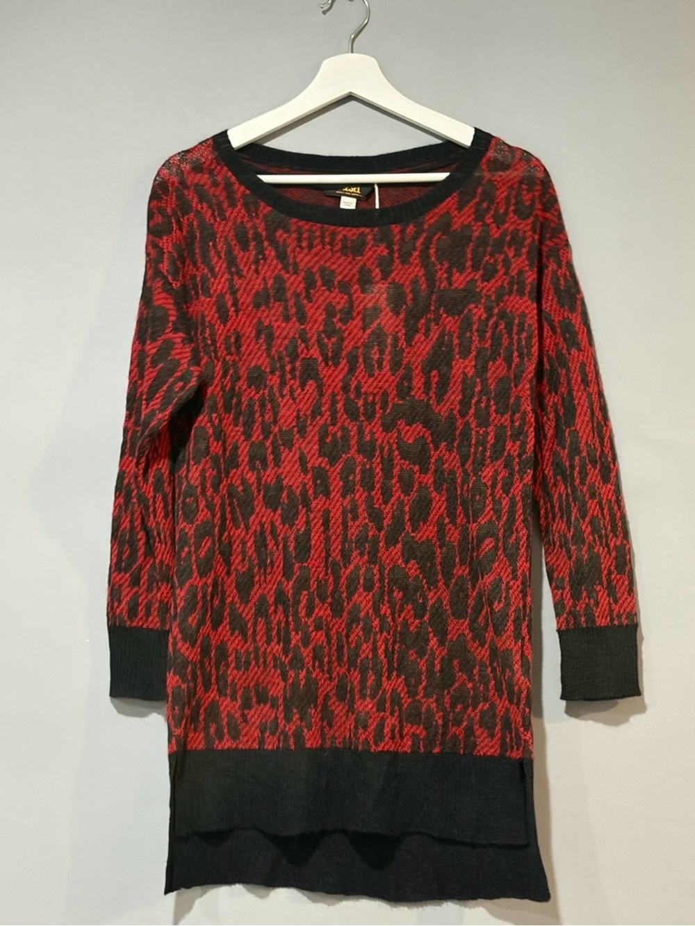 DIESEL Red Leopard 100% Alpaca Wool Crewneck Sweater Size S NWT - Picture 2 of 12
